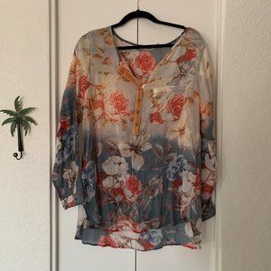 Shear Blouse w/Embroidered back detail